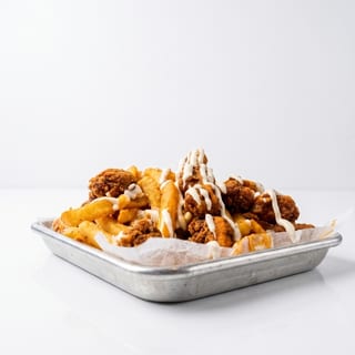 Buffalo popcorn chicken fries