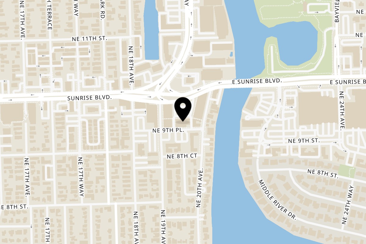Map showing the location of BRGR STOP Fort Lauderdale on 1930 E Sunrise Blvd in Fort Lauderdale
